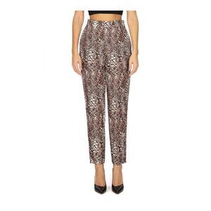 Elisabetta Franchi Womens Animalier Cigarette Trousers in Crepe Size IT 40 US 4